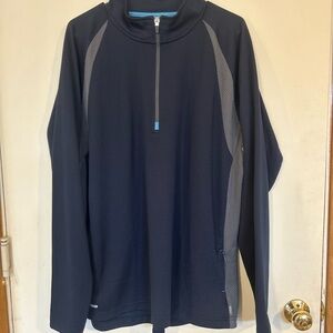 alo Coolfit XL Quarter-Zip Athletic Pullover - Navy with Gray Panels